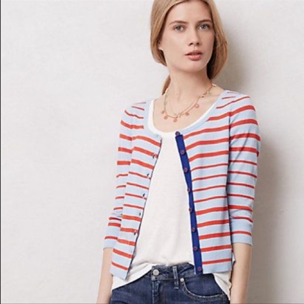 Moth Anthropologie HollyHock Stripe Cardigan | LG